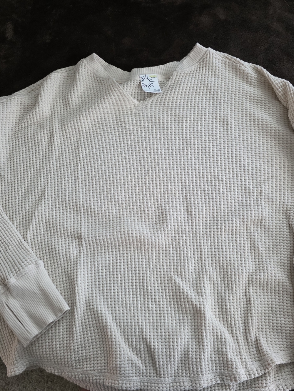Aerie Offline Waffle V Neck - Cream